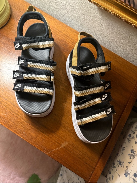 Nike Shoes - Nike Black and Tan Platform Strappy Sandals - Comfortable Athletic Fit